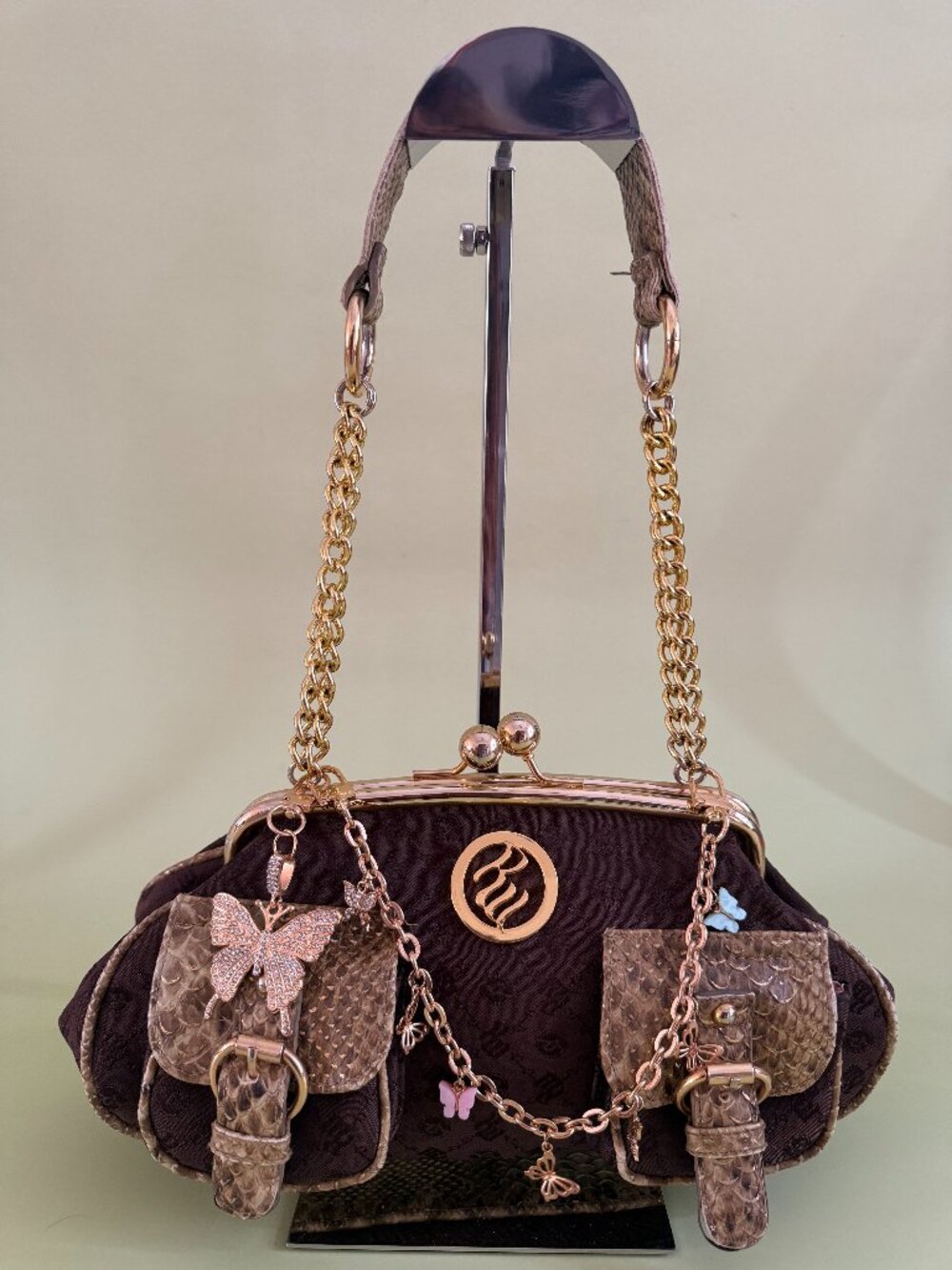 Rocawear Archive Monogram Python Butterfly Chain Shoulder Bag Y2K